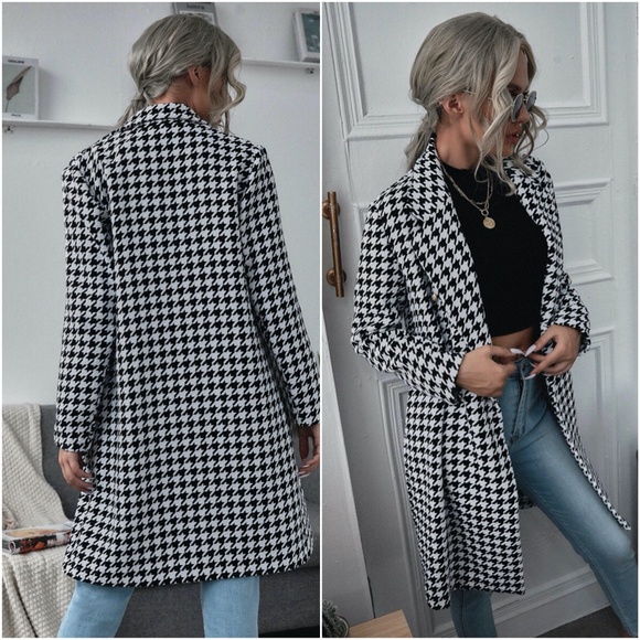 houndstooth tweed double breast button Jacket - Picture 2 of 4